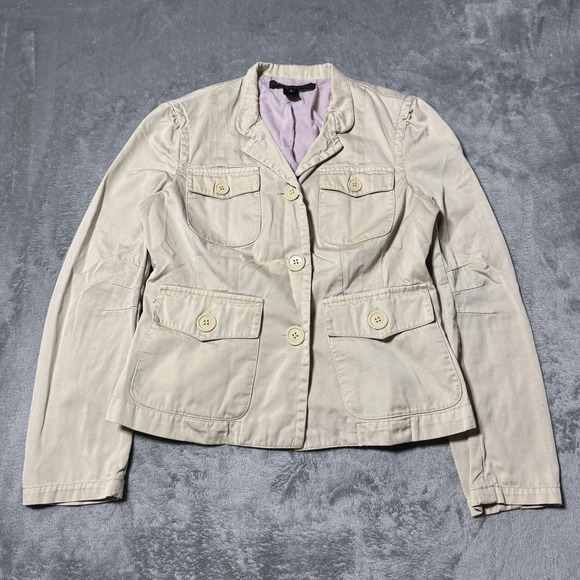 Vintage Y2K MARC JACOBS Sz S Beige Military Utility Jacket Pockets City Boho